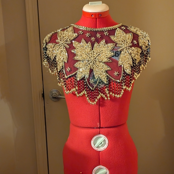 Vintage Stunning Beaded Collar or Dickie Gold on Black Never worn 80's One size - Picture 4 of 4